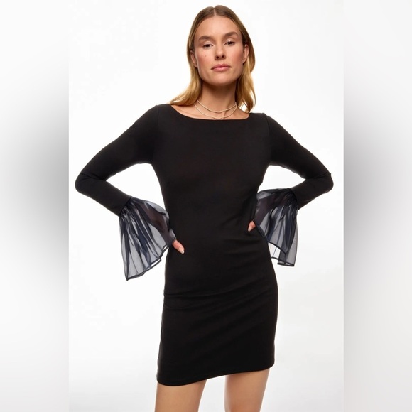 STAUD Hawthorne Dress in Black Navy L - Picture 4 of 7